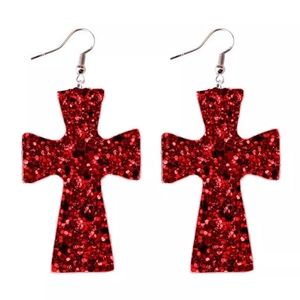 Cross Lightweight Sparkly Glitter Earrings